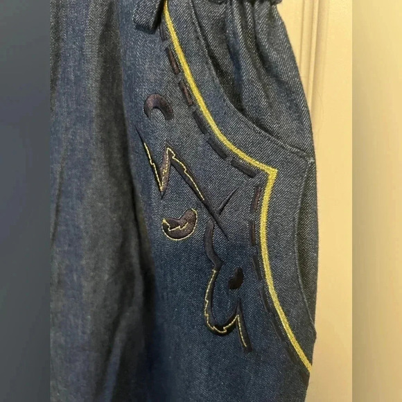 Vintage | Lucien Daunois Paris | Embroidered Denim Midi Skirt | Size 44 - Picture 3 of 7